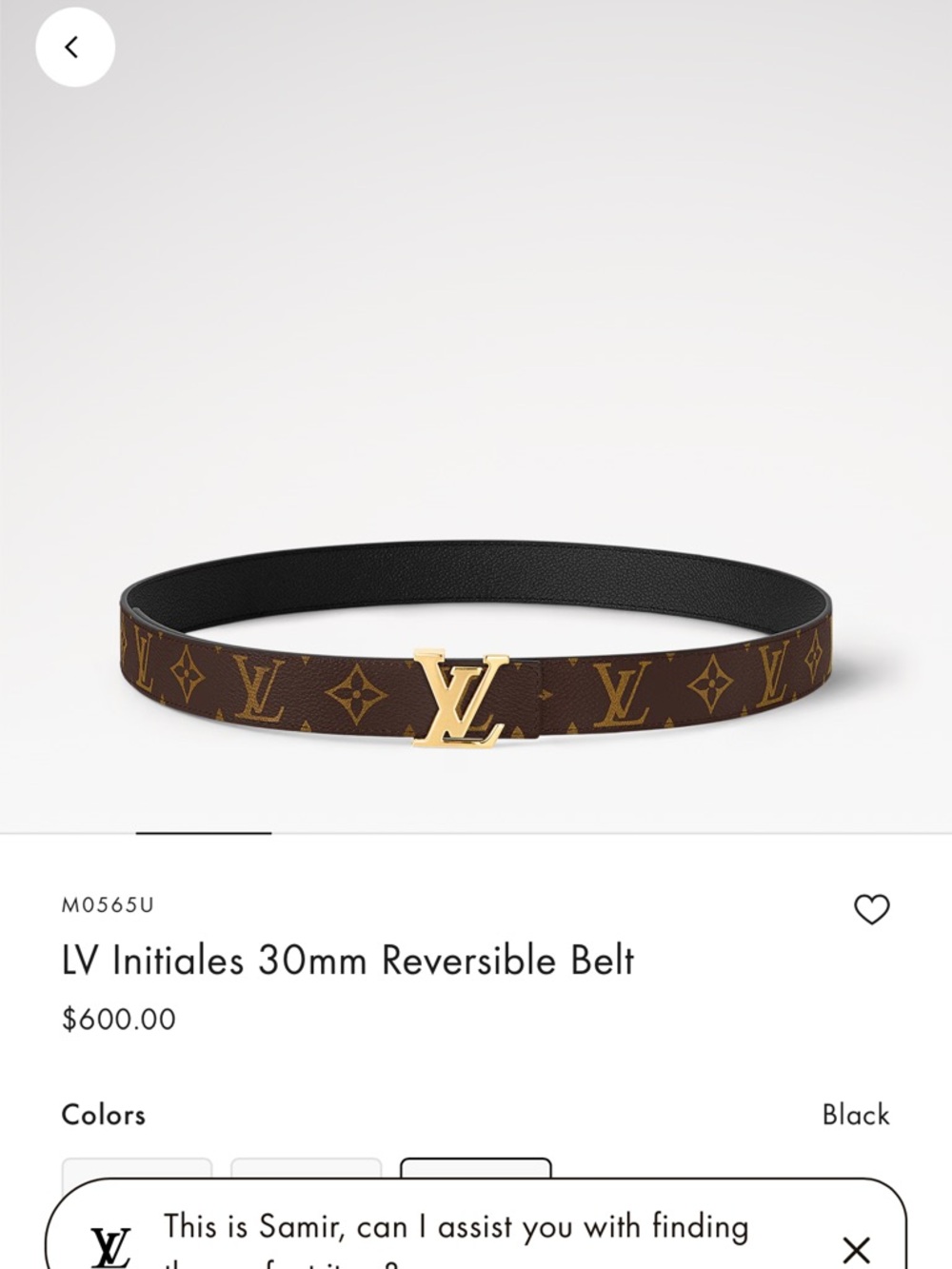 Authentic Reversible LV belt